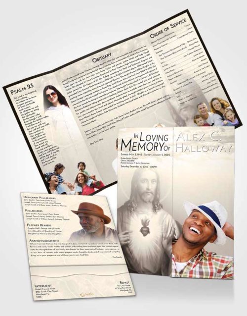 Obituary Funeral Template Gatefold Memorial Brochure Tranquil Jesus Love