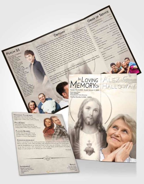Obituary Funeral Template Gatefold Memorial Brochure Tranquil Jesus our Lord