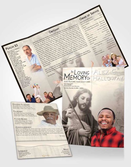 Obituary Funeral Template Gatefold Memorial Brochure Tranquil Jesus the Savior