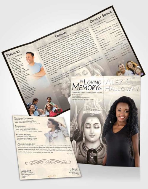 Obituary Funeral Template Gatefold Memorial Brochure Tranquil Lord Shiva Dignity