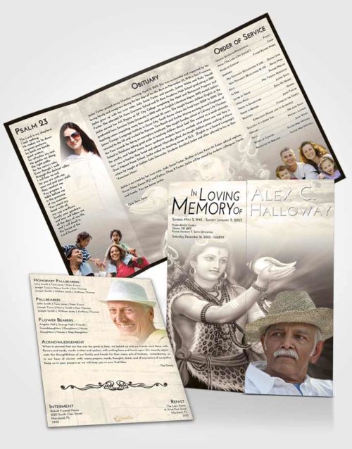 Obituary Funeral Template Gatefold Memorial Brochure Tranquil Lord Shiva Excellence