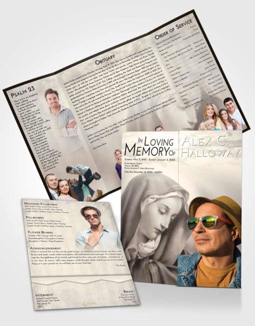 Obituary Funeral Template Gatefold Memorial Brochure Tranquil Mary Mother in Heaven