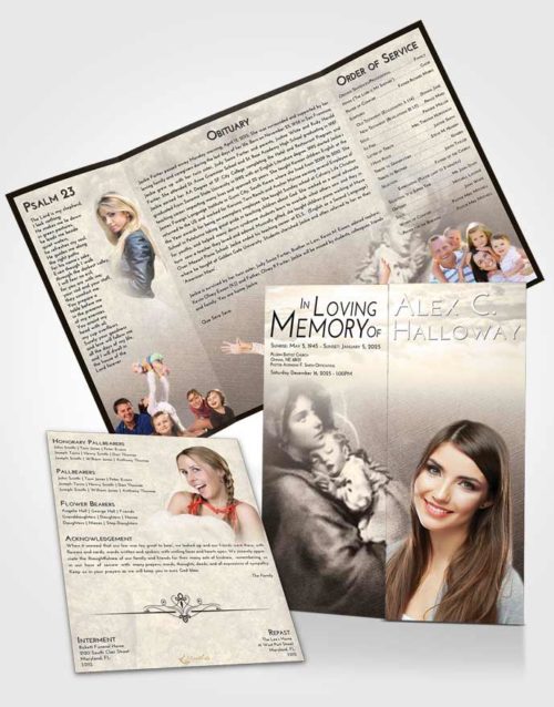 Obituary Funeral Template Gatefold Memorial Brochure Tranquil Mary and Jesus
