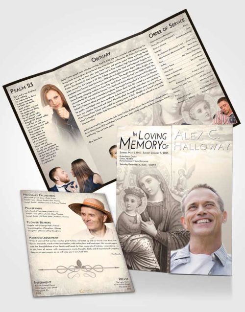 Obituary Funeral Template Gatefold Memorial Brochure Tranquil Marys Love