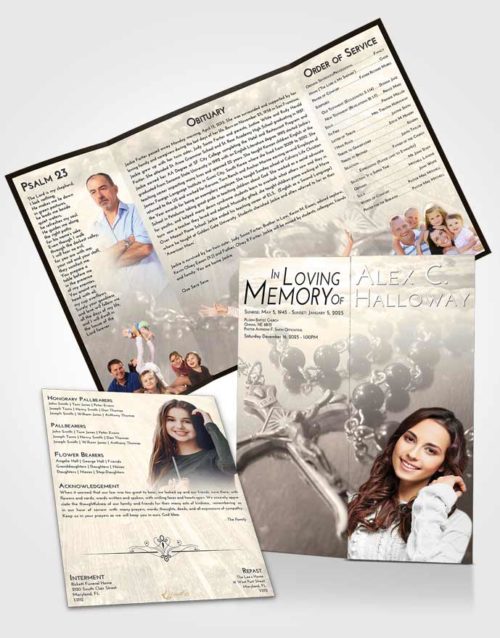Obituary Funeral Template Gatefold Memorial Brochure Tranquil Rosary Faith