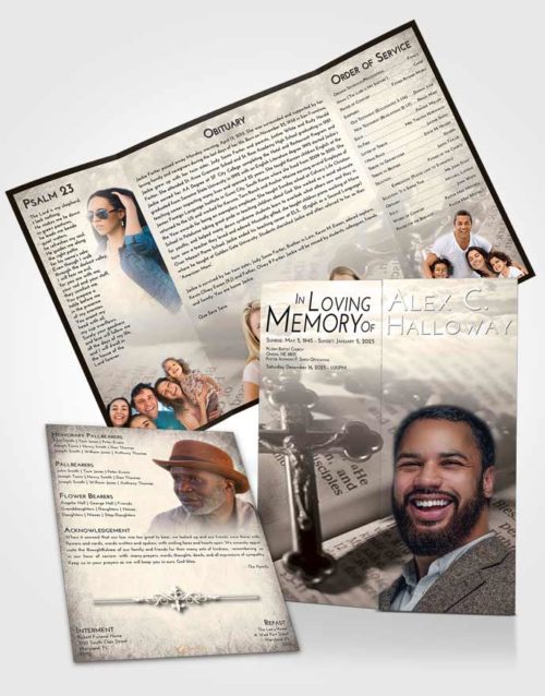 Obituary Funeral Template Gatefold Memorial Brochure Tranquil Rosary Trust