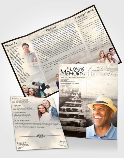 Obituary Funeral Template Gatefold Memorial Brochure Tranquil Stairway for the Soul