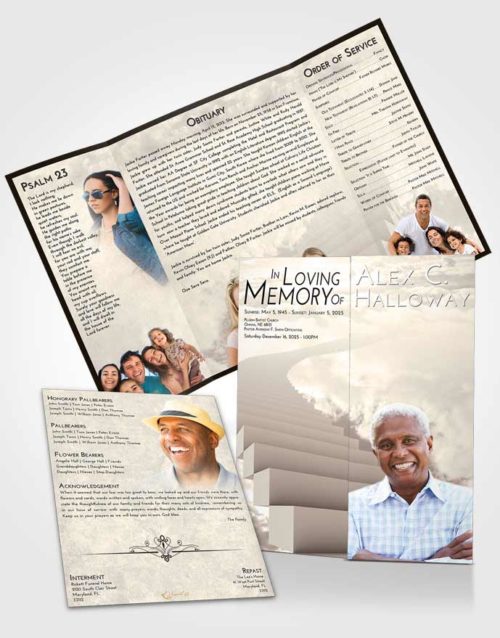 Obituary Funeral Template Gatefold Memorial Brochure Tranquil Stairway to Divinity