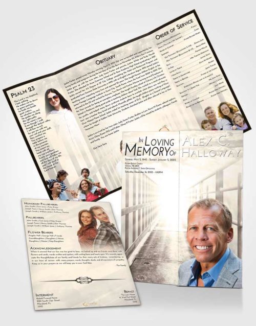 Obituary Funeral Template Gatefold Memorial Brochure Tranquil Stairway to Faith
