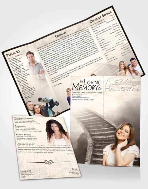Obituary Funeral Template Gatefold Memorial Brochure Tranquil Stairway to Magnificence
