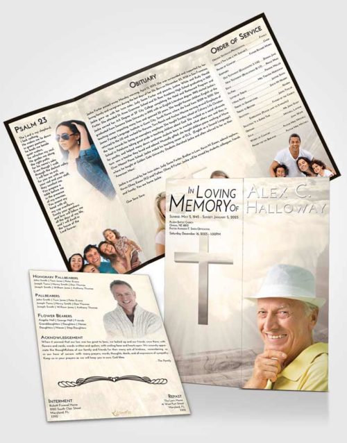 Obituary Funeral Template Gatefold Memorial Brochure Tranquil The Cross of Life