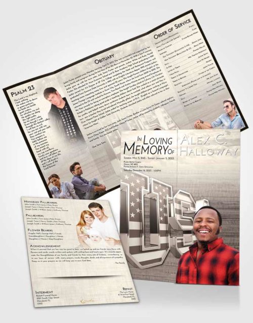 Obituary Funeral Template Gatefold Memorial Brochure Tranquil USA