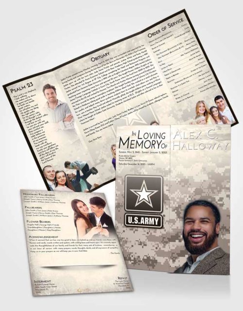 Obituary Funeral Template Gatefold Memorial Brochure Tranquil United States Army