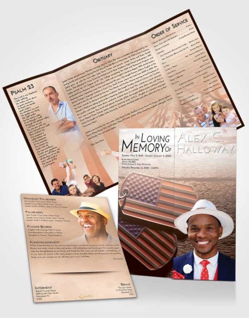 Obituary Funeral Template Gatefold Memorial Brochure Vintage Love American Memory