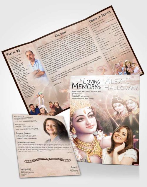 Obituary Funeral Template Gatefold Memorial Brochure Vintage Love Hindu Majesty