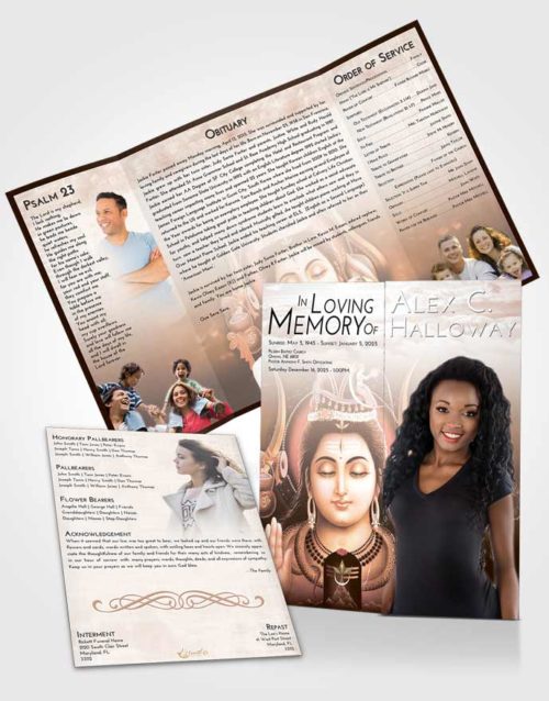 Obituary Funeral Template Gatefold Memorial Brochure Vintage Love Lord Shiva Dignity