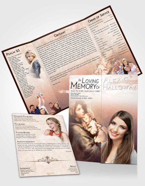 Obituary Funeral Template Gatefold Memorial Brochure Vintage Love Mary and Jesus