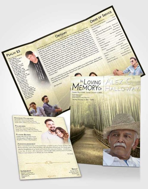 Obituary Funeral Template Gatefold Memorial Brochure At Dusk Bamboo Forest