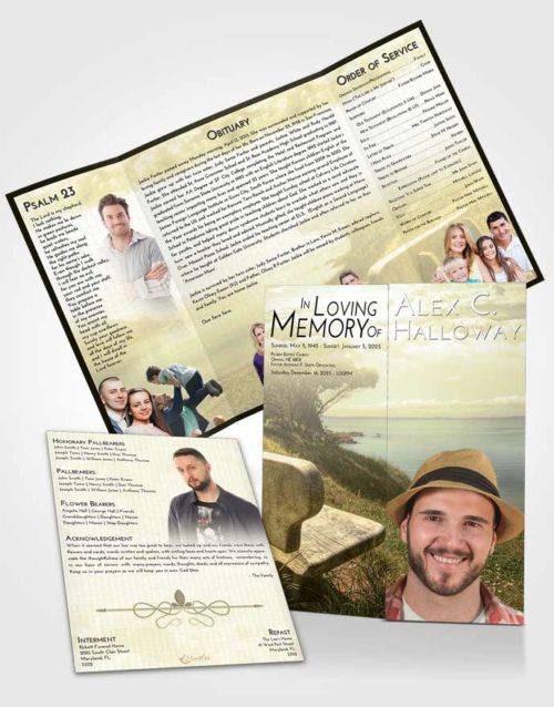 Obituary Funeral Template Gatefold Memorial Brochure At Dusk Coastal Gaze