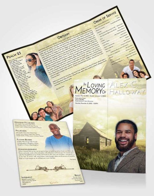 Obituary Funeral Template Gatefold Memorial Brochure At Dusk Farming Life