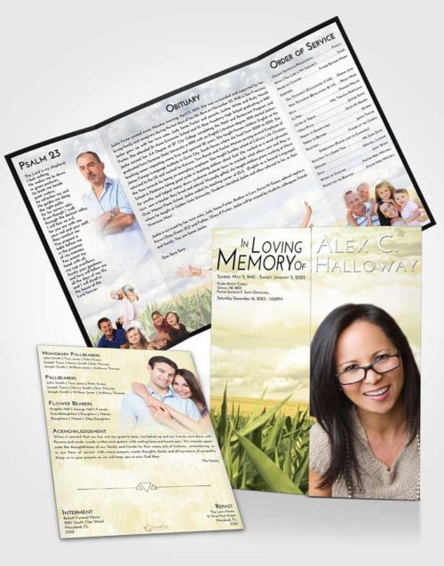 Obituary Funeral Template Gatefold Memorial Brochure At Dusk Grassland