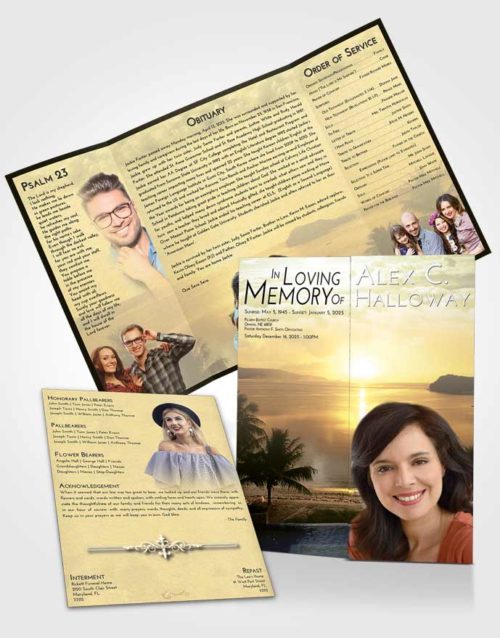 Obituary Funeral Template Gatefold Memorial Brochure At Dusk Italian Sun