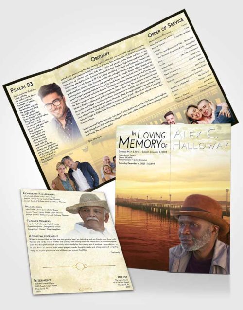 Obituary Funeral Template Gatefold Memorial Brochure At Dusk Lake Drive
