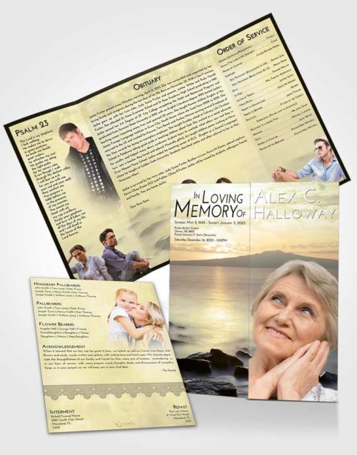 Obituary Funeral Template Gatefold Memorial Brochure At Dusk Lake Front