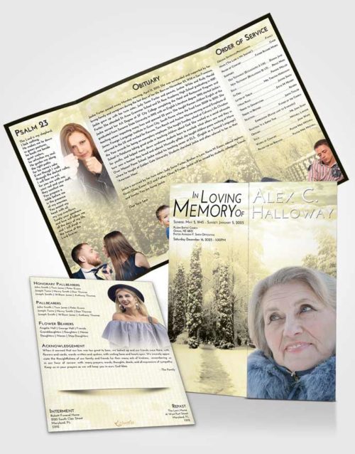 Obituary Funeral Template Gatefold Memorial Brochure At Dusk Snow Garden