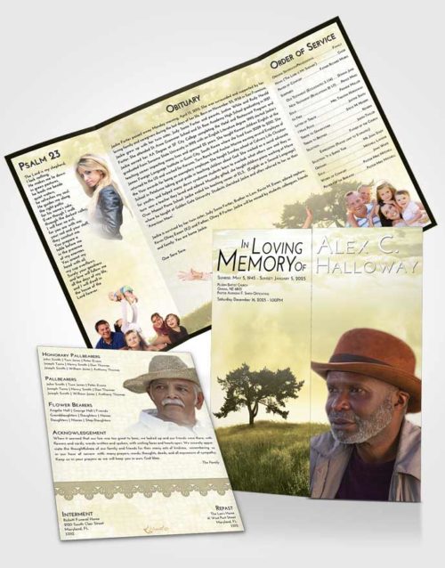 Obituary Funeral Template Gatefold Memorial Brochure At Dusk Solumn Tree