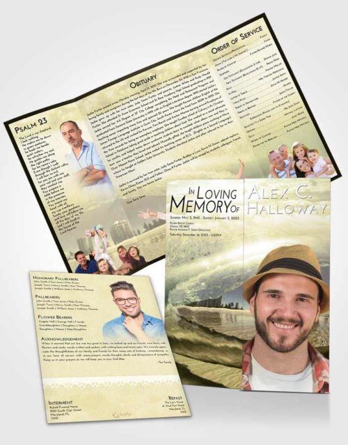 Obituary Funeral Template Gatefold Memorial Brochure At Dusk Summer Waves