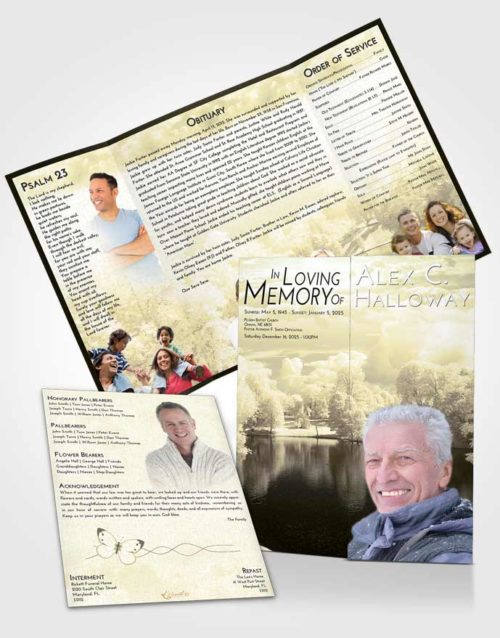 Obituary Funeral Template Gatefold Memorial Brochure At Dusk White Winter Park