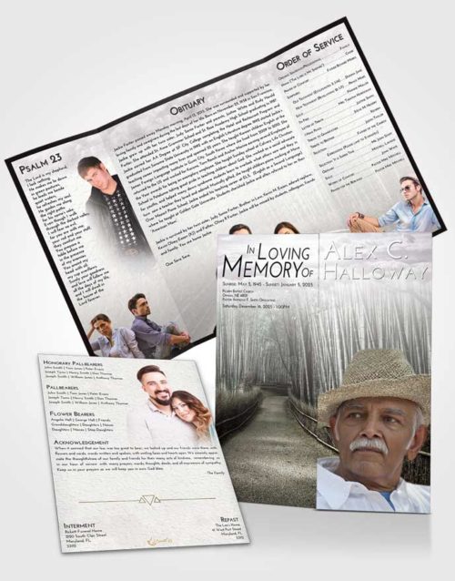Obituary Funeral Template Gatefold Memorial Brochure Evening Bamboo Forest