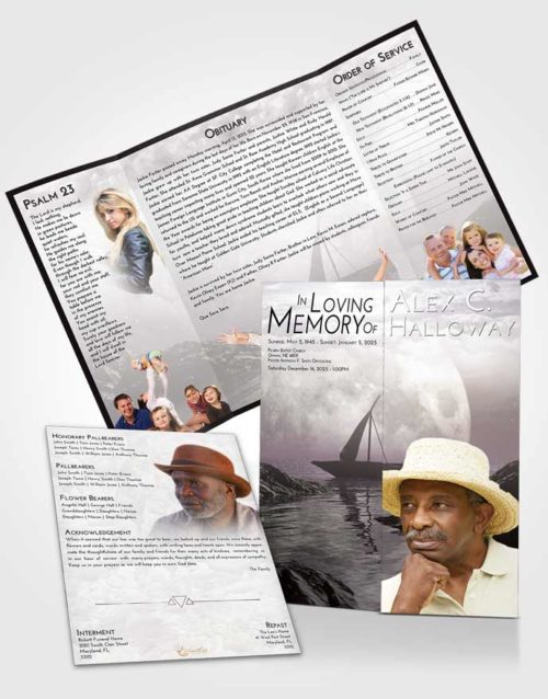 Obituary Funeral Template Gatefold Memorial Brochure Evening Calm Waters