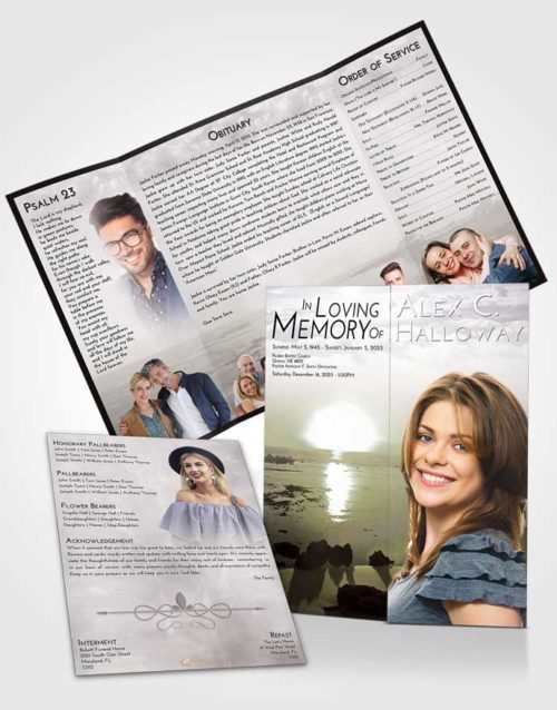 Obituary Funeral Template Gatefold Memorial Brochure Evening Early Rise