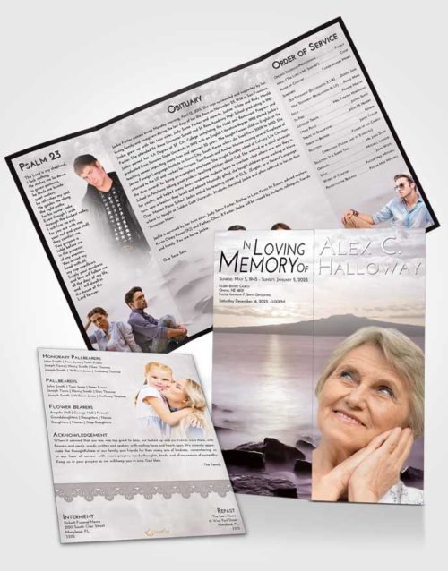 Obituary Funeral Template Gatefold Memorial Brochure Evening Lake Front
