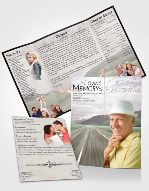 Obituary Funeral Template Gatefold Memorial Brochure Evening Morning Highway