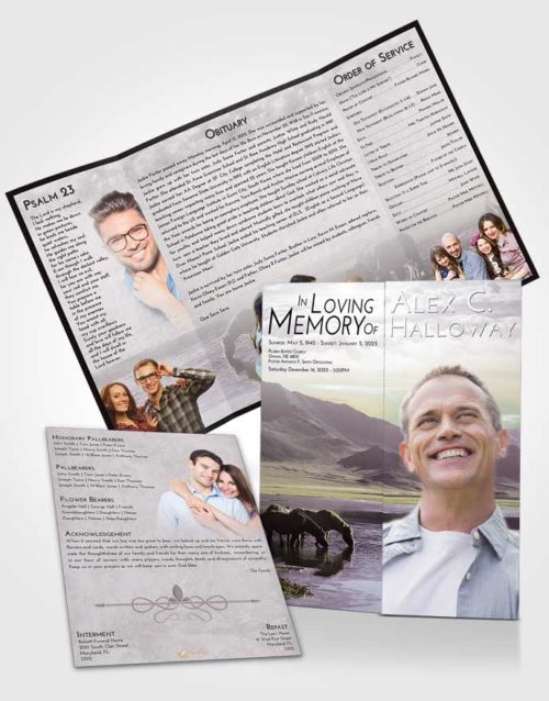 Obituary Funeral Template Gatefold Memorial Brochure Evening Watering Hole