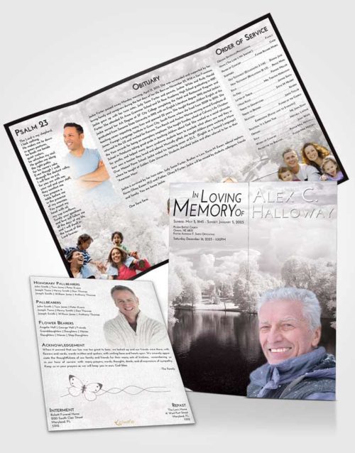 Obituary Funeral Template Gatefold Memorial Brochure Evening White Winter Park