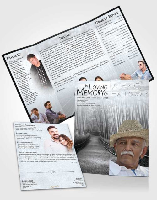 Obituary Funeral Template Gatefold Memorial Brochure Freedom Bamboo Forest