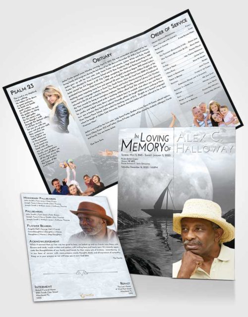 Obituary Funeral Template Gatefold Memorial Brochure Freedom Calm Waters