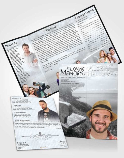 Obituary Funeral Template Gatefold Memorial Brochure Freedom Coastal Gaze