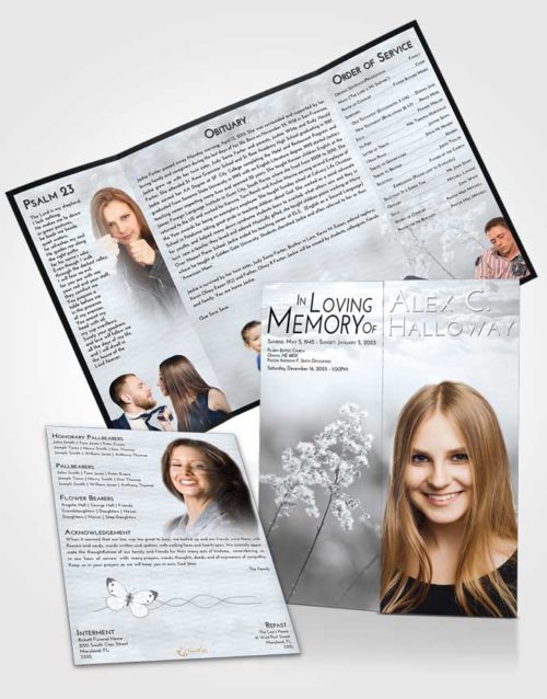 Obituary Funeral Template Gatefold Memorial Brochure Freedom Colorful Spring