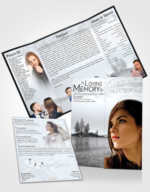 Obituary Funeral Template Gatefold Memorial Brochure Freedom Coral Waters