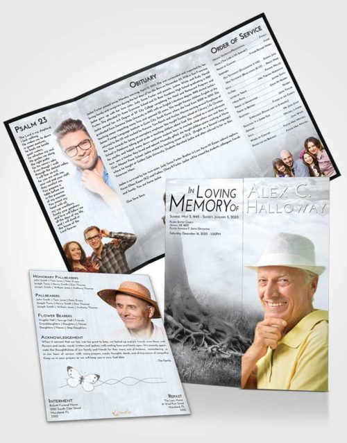 Obituary Funeral Template Gatefold Memorial Brochure Freedom Deep Roots