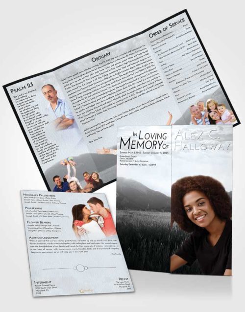 Obituary Funeral Template Gatefold Memorial Brochure Freedom Graceful Mountains