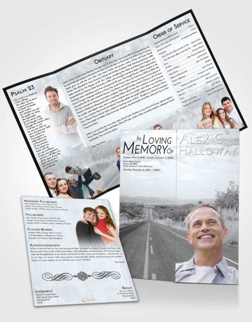 Obituary Funeral Template Gatefold Memorial Brochure Freedom Highway Cruise