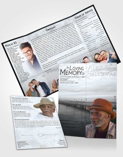Obituary Funeral Template Gatefold Memorial Brochure Freedom Lake Drive