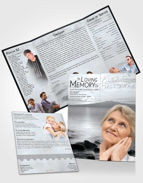 Obituary Funeral Template Gatefold Memorial Brochure Freedom Lake Front
