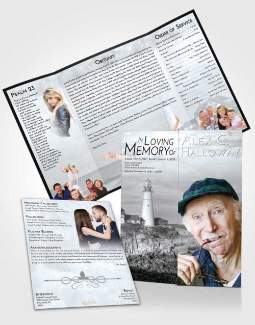 Obituary Funeral Template Gatefold Memorial Brochure Freedom Lighthouse Journey